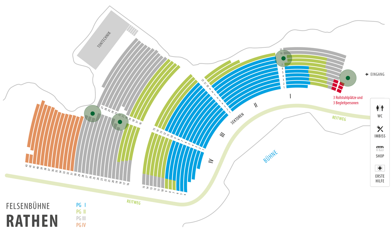 Eine Darstellung des Saalplans der Felsenbühne Rathen.