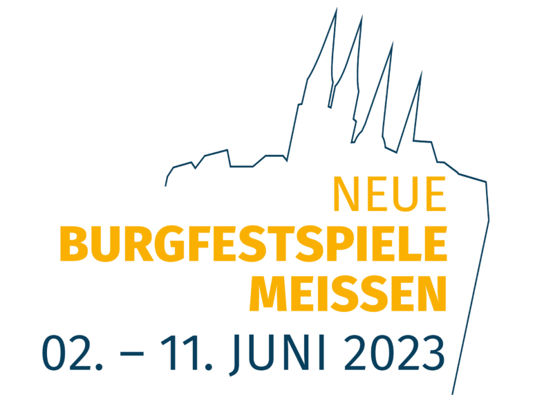 Landesbühnen Sachsen - Neue Burgfestspiele Meißen - Logo mit Datum 2023