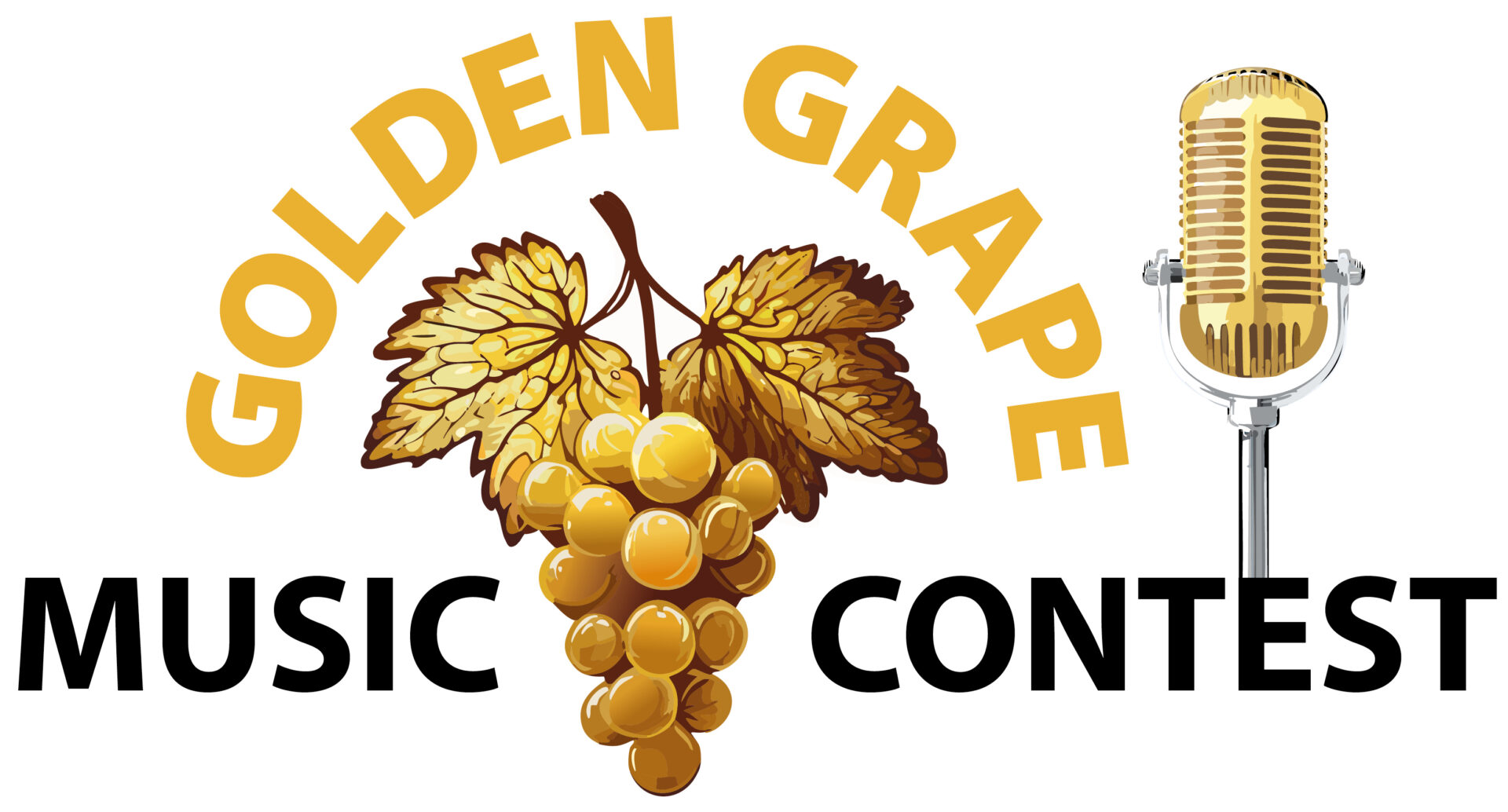 logo_golden_grape Das Logo des Musikwettbewerbs Golden Grape mit einer goldenen Weintraube in Form eines Mikrofons als Trophäe an der Seite.